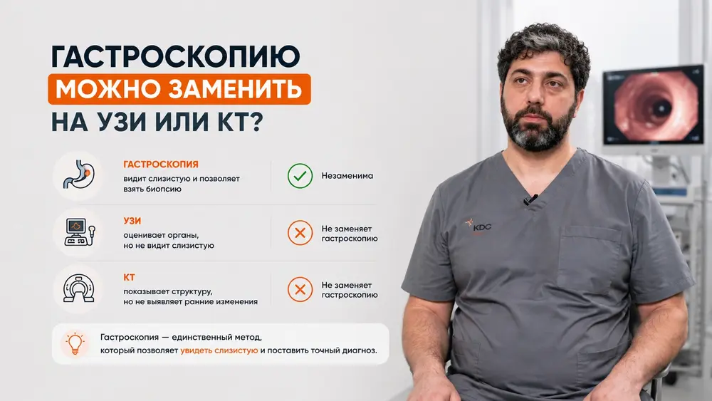 Гастроскопию можно заменить на УЗИ или КТ?